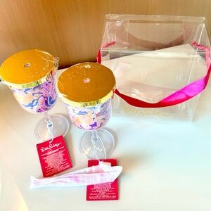 Lilly Pulitzer Floral Wine Glass Set with Gold Accents
